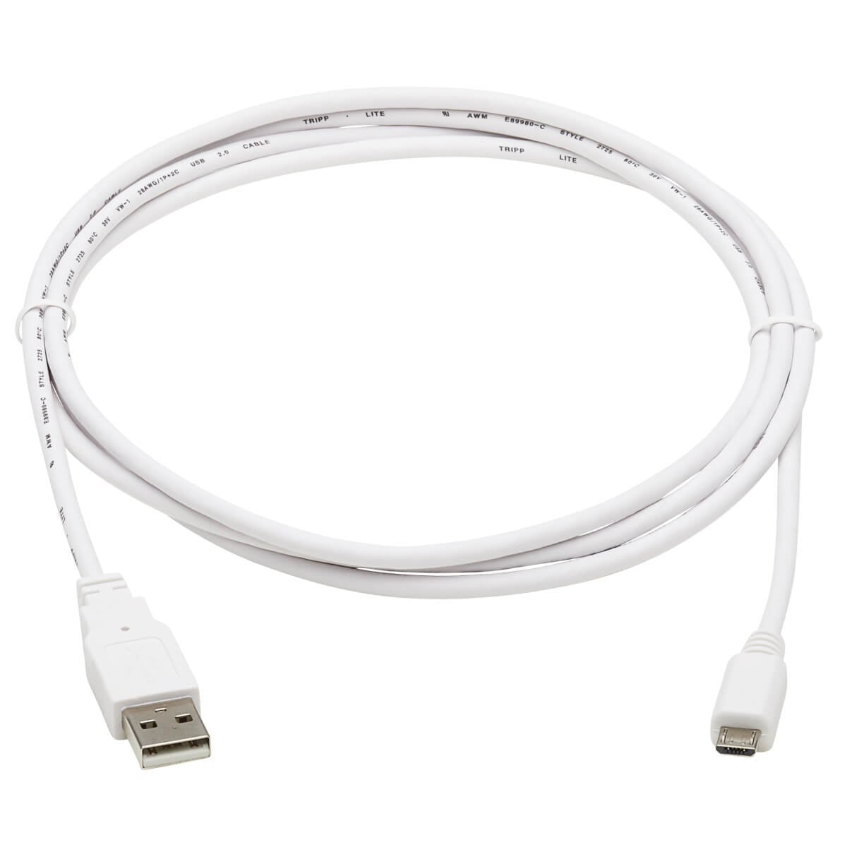 Eaton Tripp Lite   Safe-It Usb-A To Usb Micro-B Antibacterial Cable (M/M) Usb 2.0 White 6-Ft. (1.83 M)