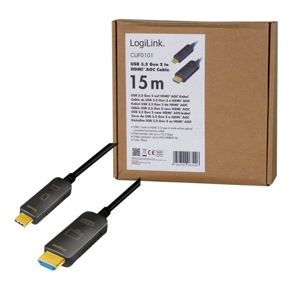 Cable Usb C Macho A Hdmi Macho 15.00m 4k/60hz 10.2 Gbit/S Aoc Logilink