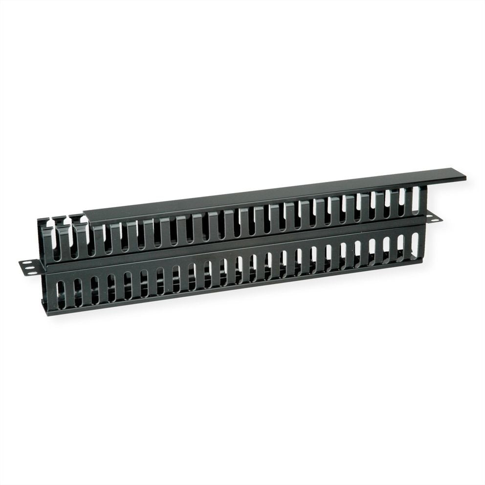 Value 19-Zoll-Frontplatte 1 He, Beidseitig Mit Cablekanal, Schwarz