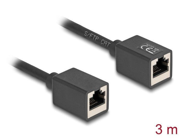 Delock Netzwerk Verlängerungscable Kupplung Rj45 Buchse Zu Rj45 Buchse Cat.6a S Ftp 3 M Schwarz