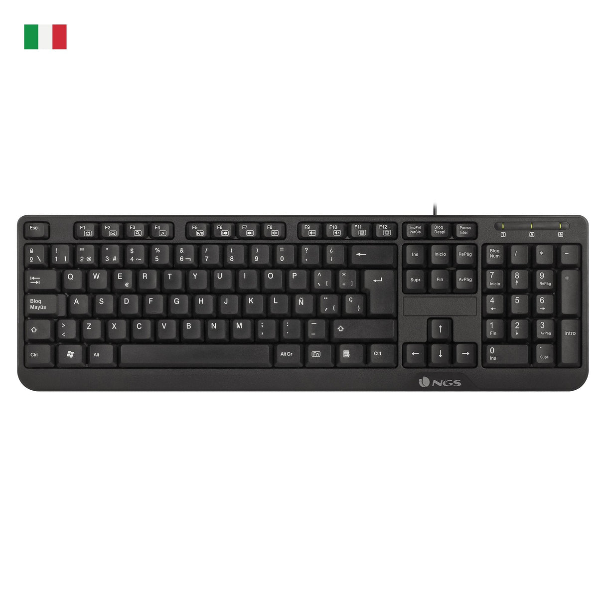 Teclado Italiano Ngs Funkyv3, Qwerty, It Usb Negro