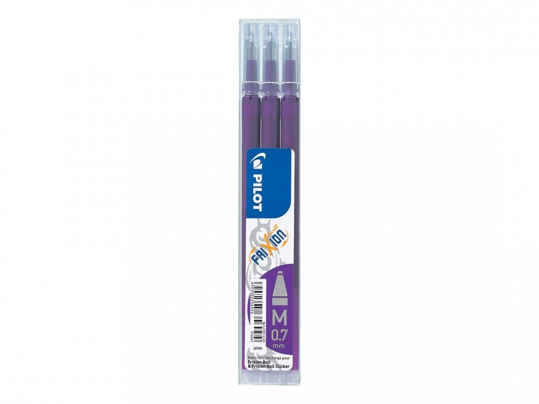 Pilot Pen Pilot Frixion Ball - Cartucho De Recarga - Violeta - 0.7 Mm - Fein (Paquete De 3)