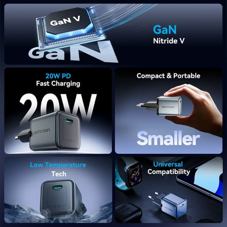 EAN 6922794789067 - Vention FEVH0-EU cargador de dispositivo móvil Negro Interior imagen 3