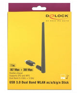Delock Adaptador Wlan Ac/A/B/G/N Dualband Usb 3.0 A 867 + 300 Mbps Con Antena Externa