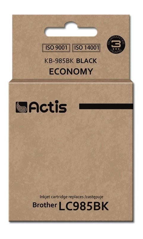 Tinta Actis Kb-985bk (Reemplazo De Brother Lc985bk - Estándar - 28 Ml - Negra)