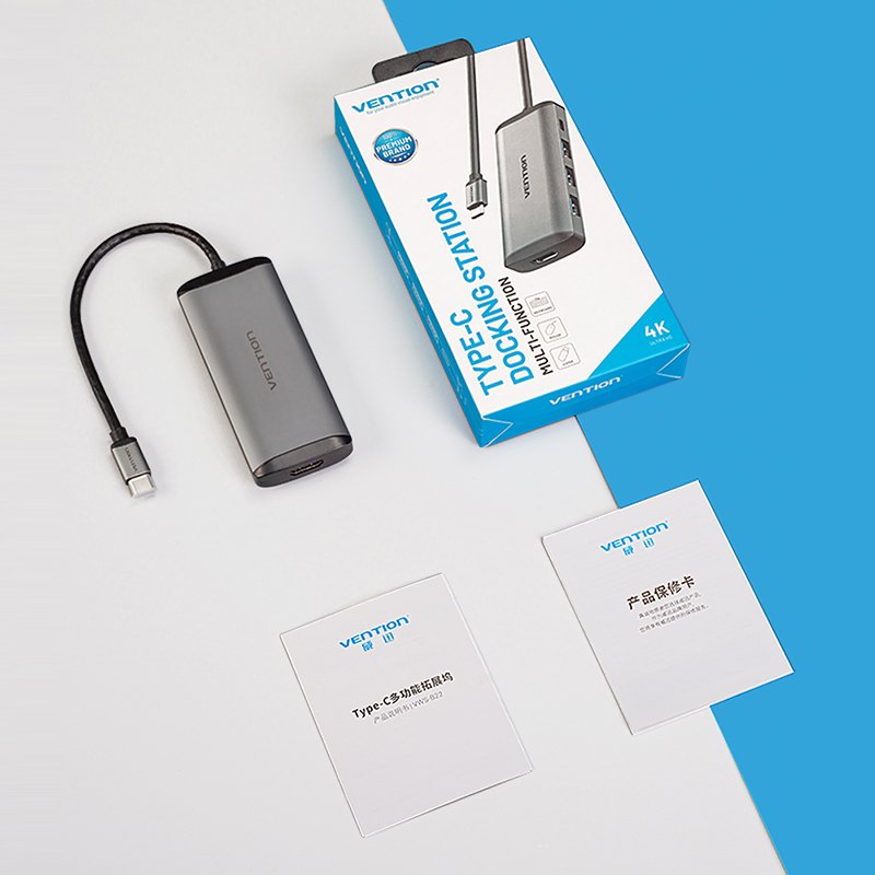 Docking Usb Tipo-C Vention Cnbhb 1xhdmi 3xusb 1xusb Tipo-C Pd Gris