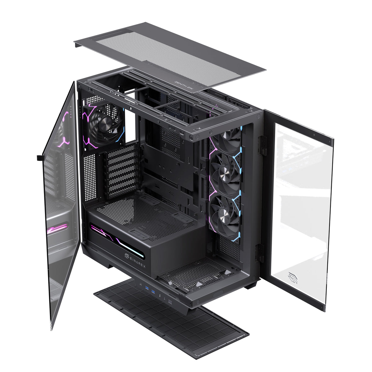 Caja Pc Atx Semitorre Einarex Z1k Rgb C-Templado Negra Excs-Ze-10kr-B