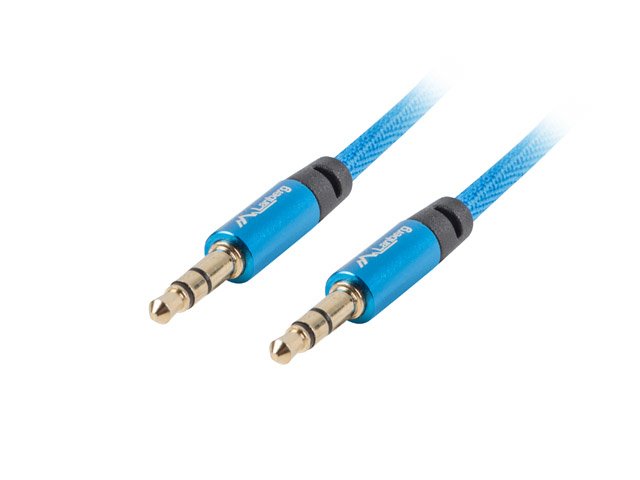 Cable EstãReo Lanberg Ca-Mjmj-10cu-0030-Bl Conectores Jack 3.5mm Macho/Macho Chapados En Oro Cable Tejido Trenzado 3 Metros Azul