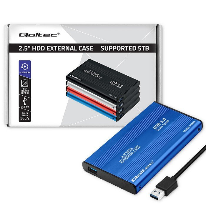 EAN 5901878518596 - Qoltec 51859 caja para disco duro externo Carcasa de disco duro/SSD Azul 2.5" imagen 3