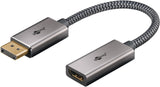 Goobay Plus Displayport > Hdmi Adaptadorcable, 4k @ 60hz (Gris, 20cm, 32 Gbit/S) 75271