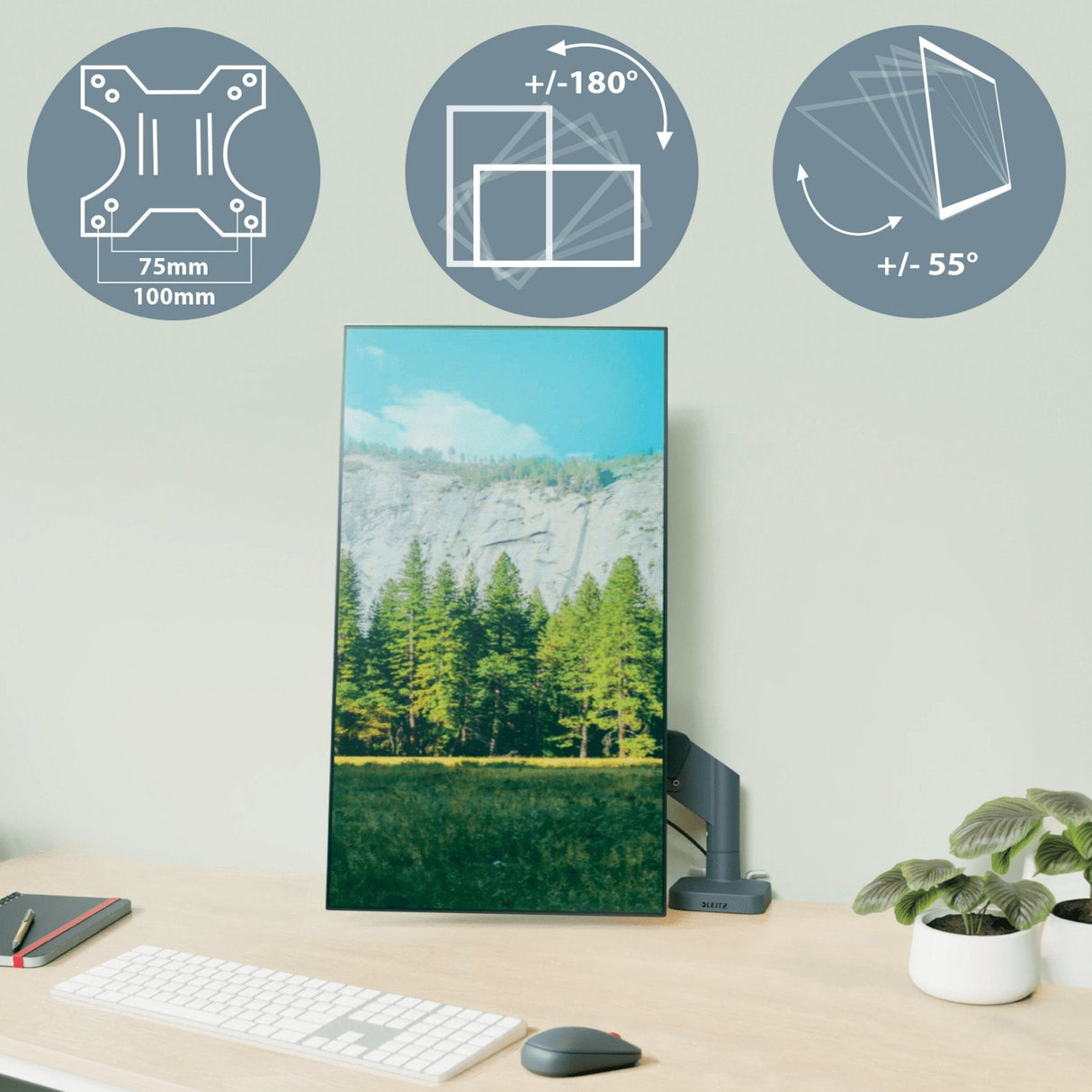 Leitz Ergo Monitorarm Dual Platzsparend Con Laptophalterung