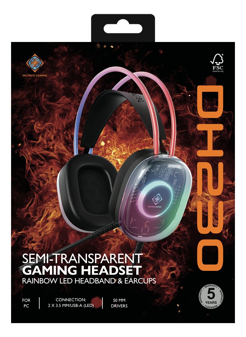 Auriculares Deltaco Gaming Rgb Beleuchtet Halbtransparente