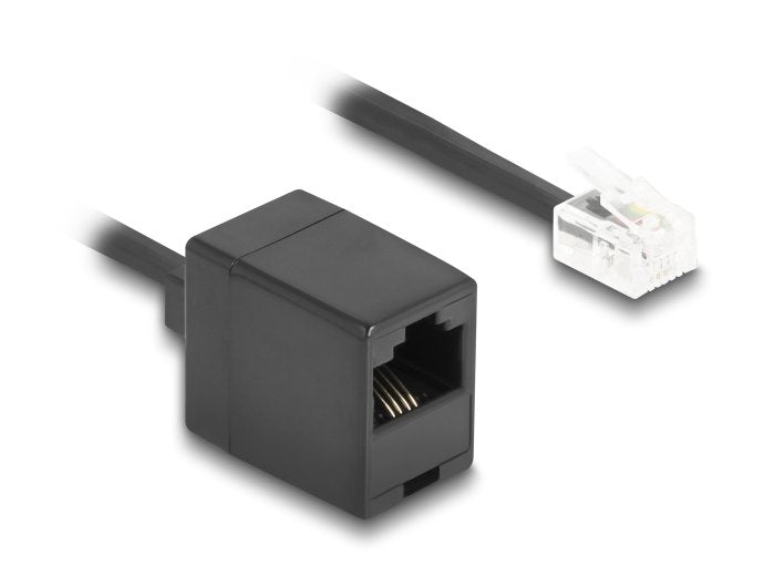 Delock Telefoncable   Spiralcable Rj11 Stecker Zu Rj45 Buchse Schwarz 3 M