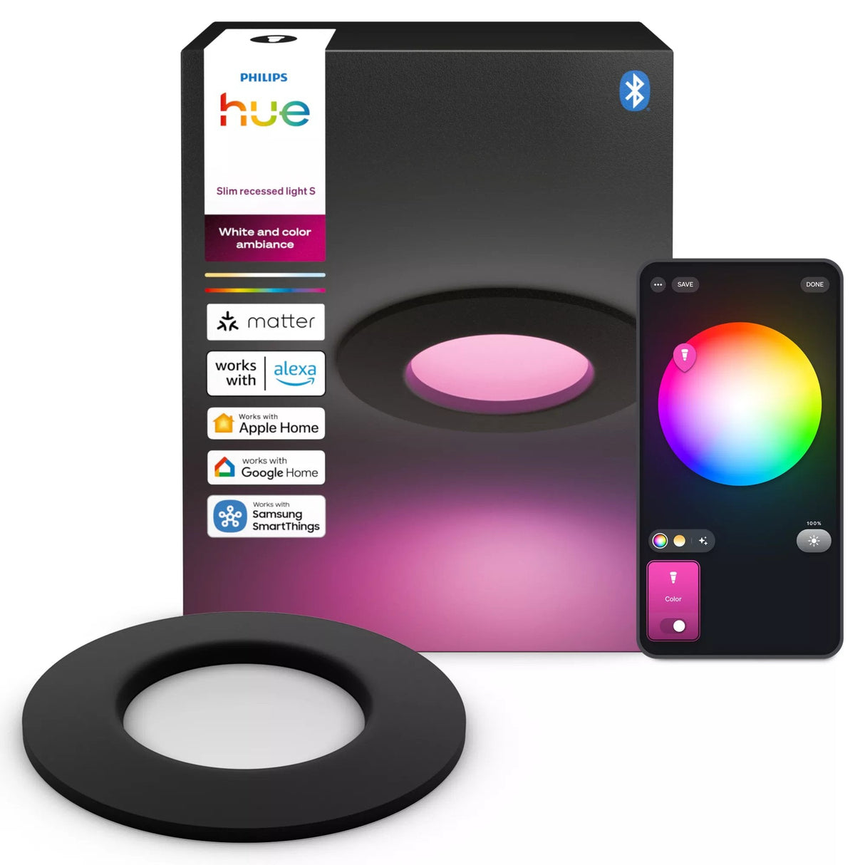 Philips Hue White&Col. Amb. Slim Recessed Light S Emea-Black