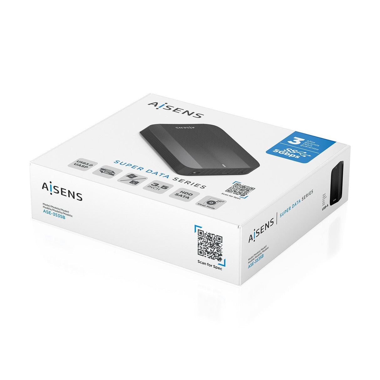 Aisens Caja Externa 3,5&Quot; Sata A Usb-C Usb3.1 Gen1, Negra