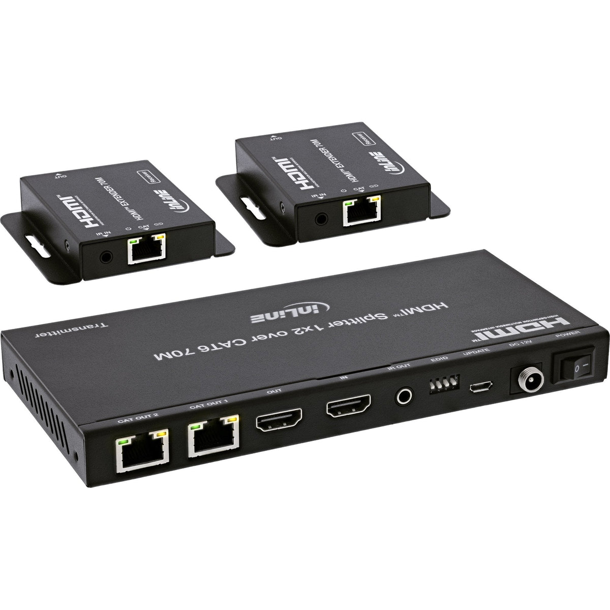 Video Splitter/Extender,1x2, Cat.6, Hdmi 4k/30hz, Kit Con 2 Receptores Inline