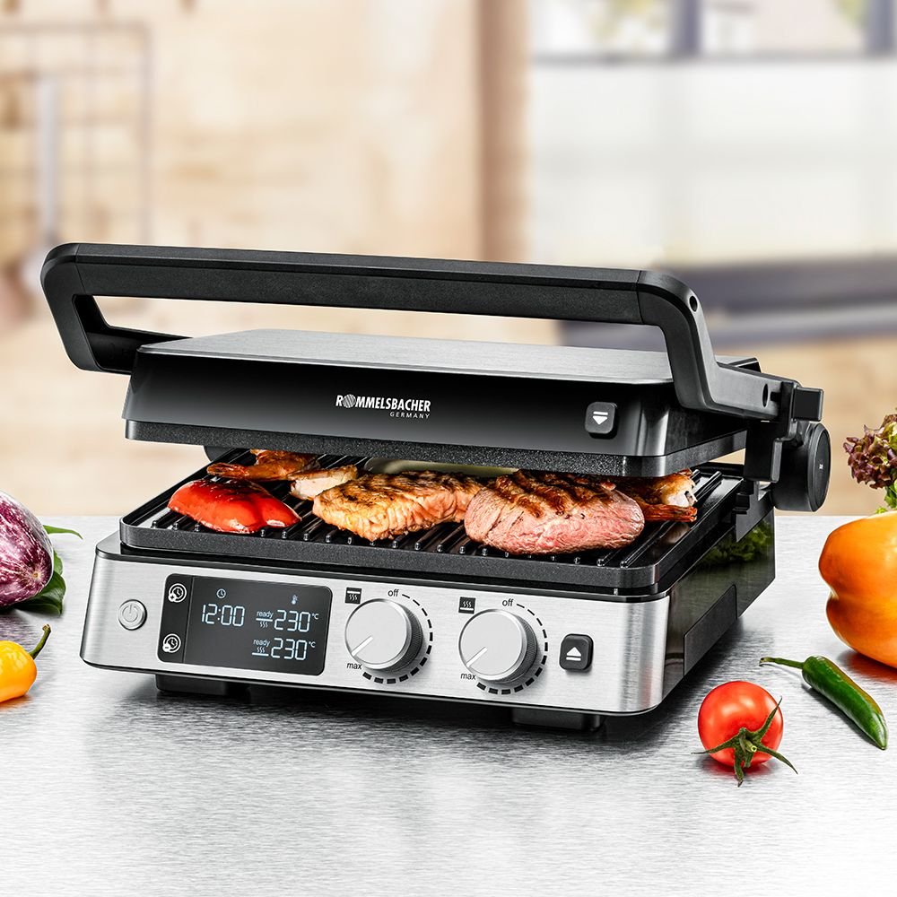 Rommelsbacher Kontaktgrill Kg 2025 (Edelstahl/Negro, 2.000 Watt) Kg 2025
