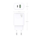 Aisens Cargador Gan 20w, 1xusb-C Pd3.0, 1xusb-A Qc3.0, Blanco