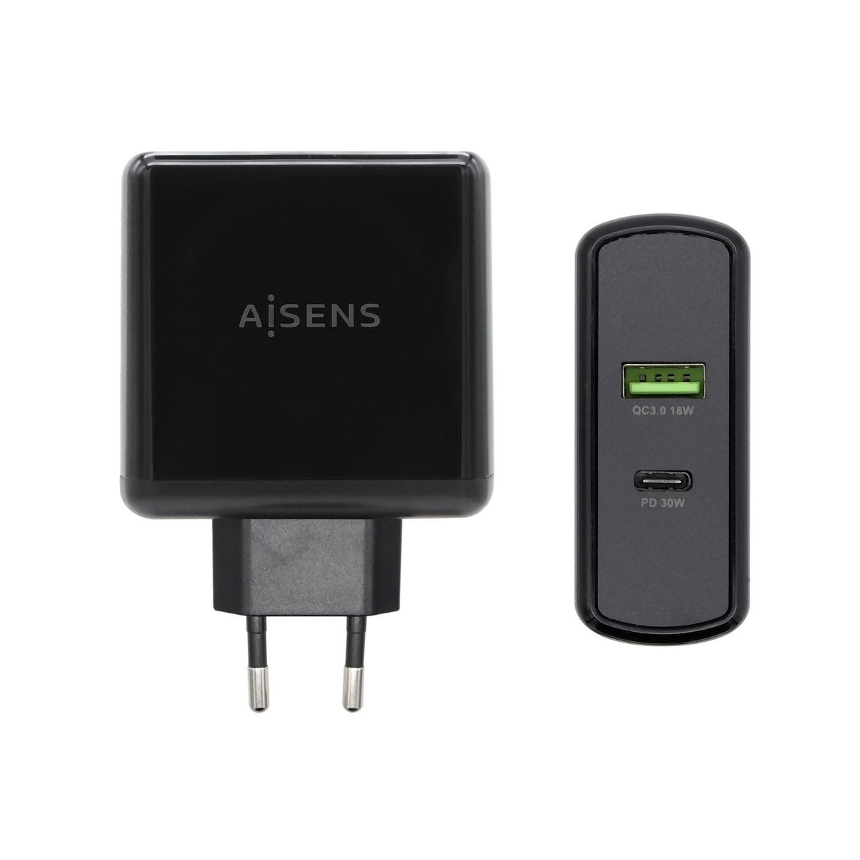 Aisens Cargador Para Smartphone 48w 1x Usb-C Pd3.0 30w, 1x Usb-A Qc3.0 18w