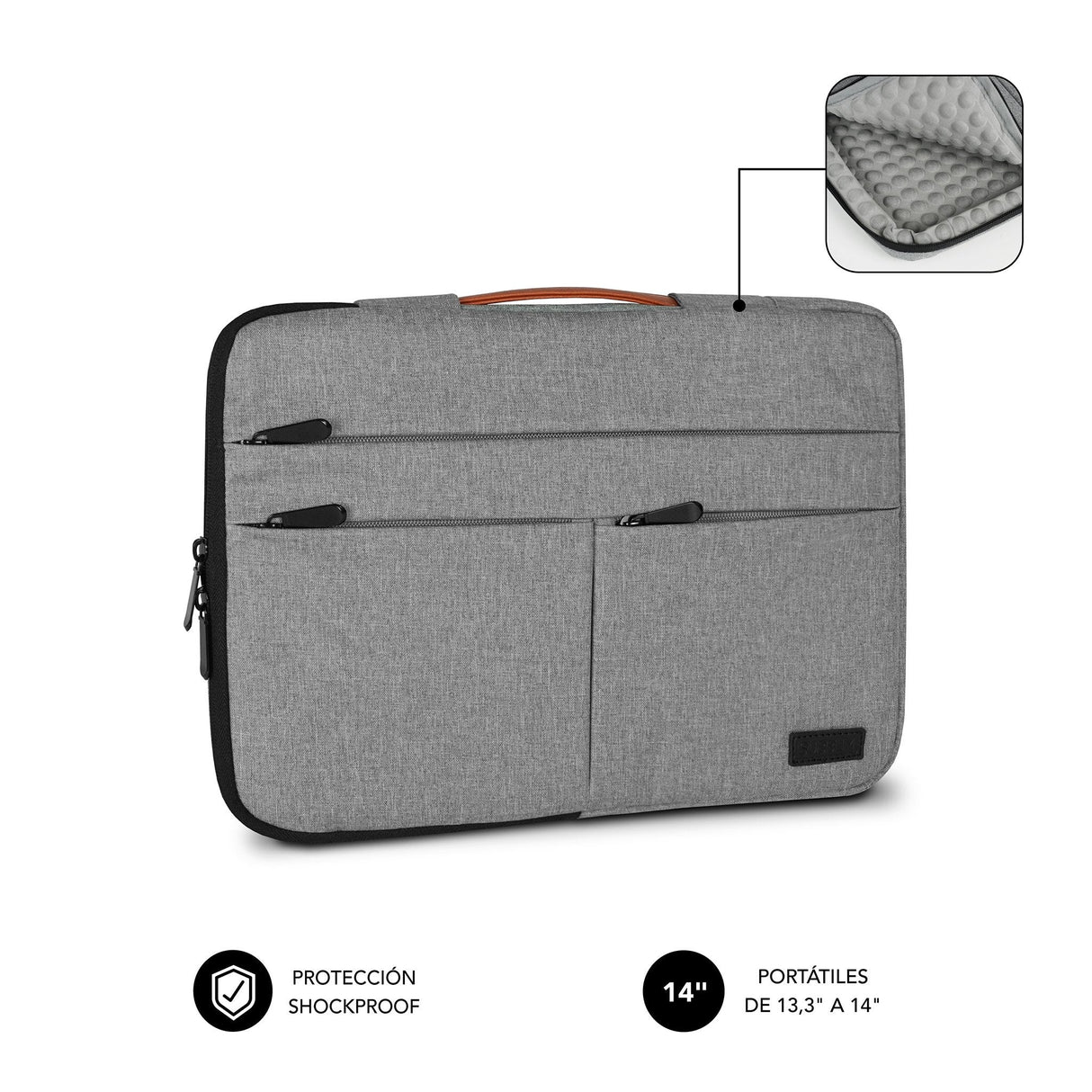 Funda Subblim Air Padding 360 Sleeve Para Portátiles Hasta 14' Gris Claro