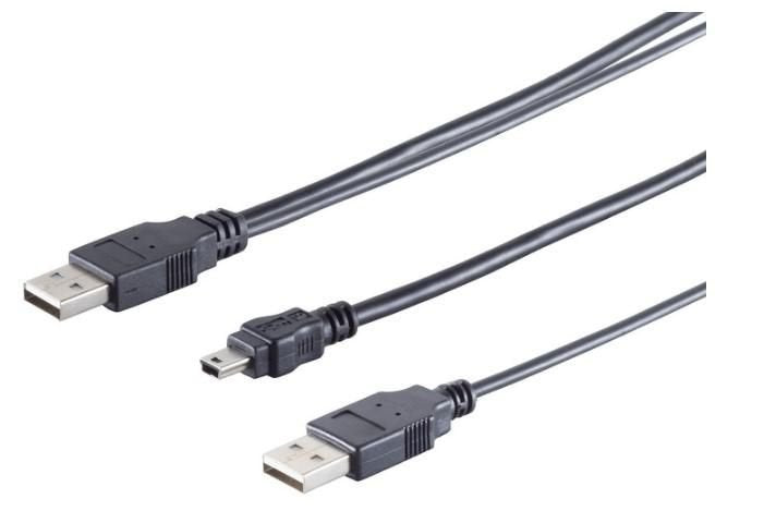 2x A Plug To 5 Pin Mini B Plug Y Usb Cable. 0,6meter Cable