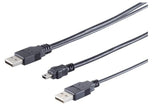 2x A Plug To 5 Pin Mini B Plug Y Usb Cable. 0,6meter Cable