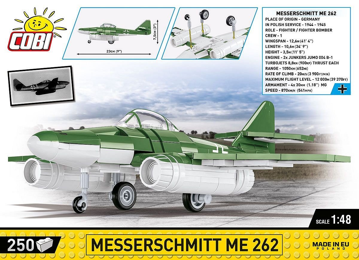 Cobi 5881 Historical Collection Wwii Samolot Mysliwski Messerschmitt Me 262 250 Klocków
