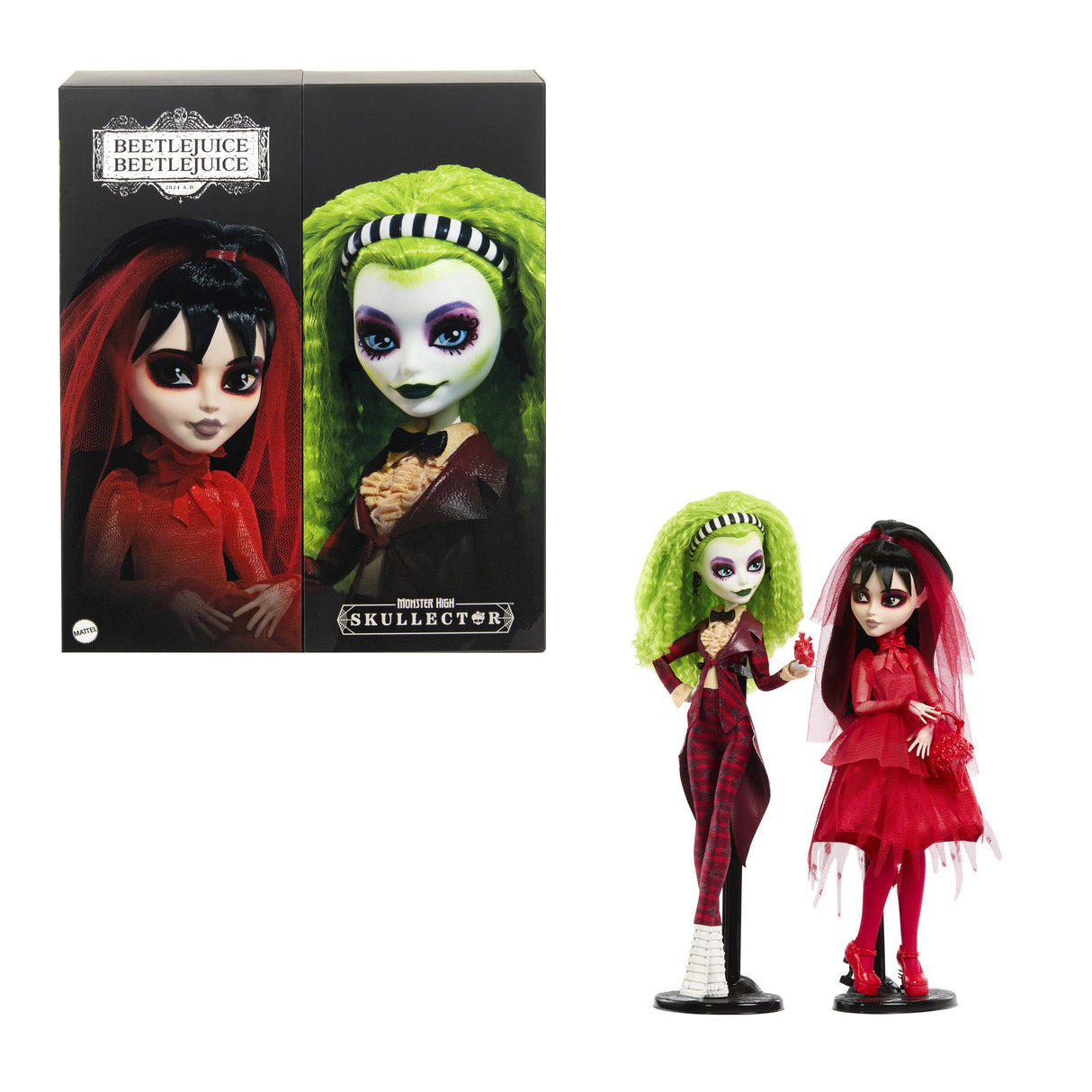 Set 2 Muñecas Beetlejuice Bitelchus Monster High Skullector