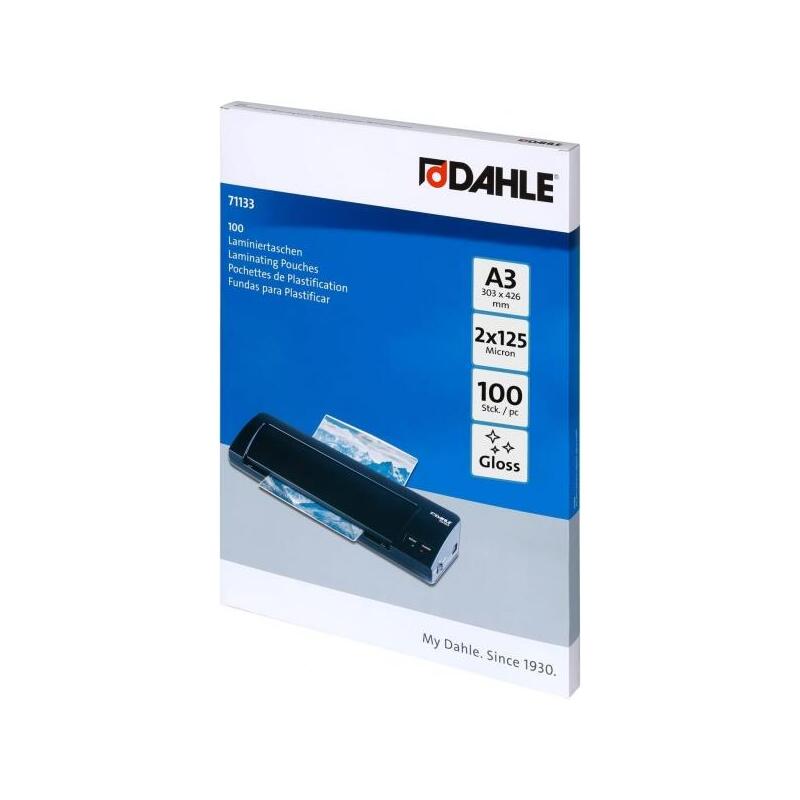 Dahle Pack De 100 Fundas Para Plastificar Brillo A3 - 125 Micras - Alta Calidad - Transparente