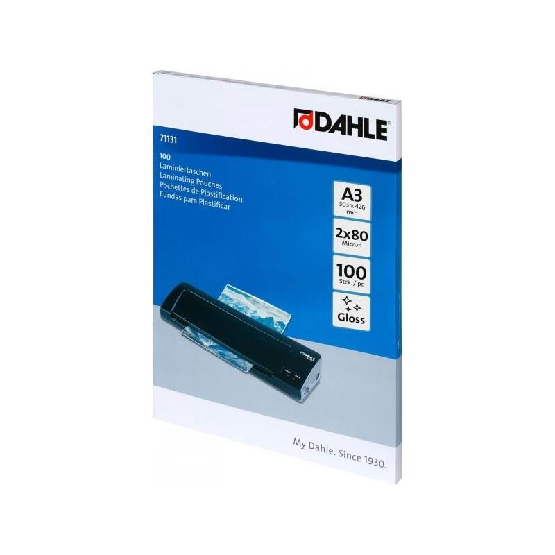 Dahle Pack De 100 Fundas Para Plastificar Brillo A3 - 80 Micras - Alta Calidad - Transparente