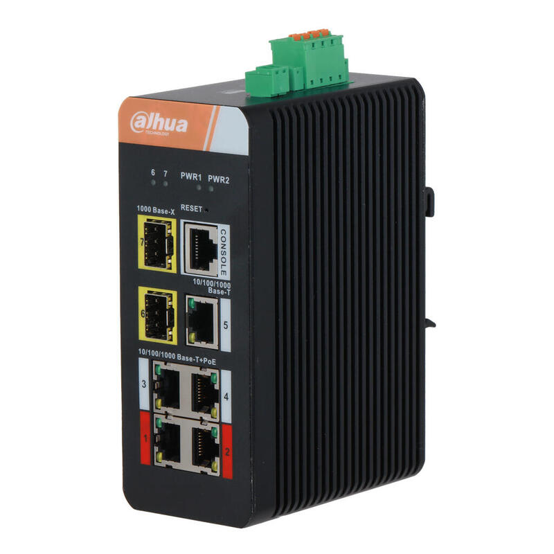 Dahua Is4207-4gt-120 Switch Poe 2.0 Industrial 4 Puertos Gigabit +3 Uplink Gigabit (2sfp+1rj45) 120w Gestionable Layer2
