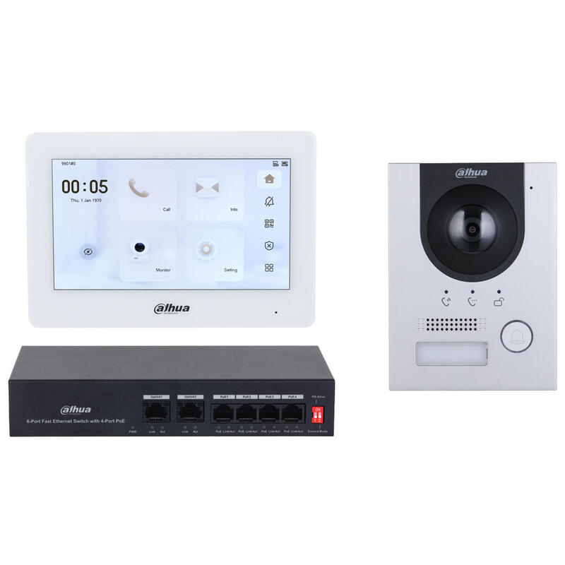 Dahua Ktp04-S2(S)  Kit Videoportero Ip Exterior Para Superfície + Monitor Interior