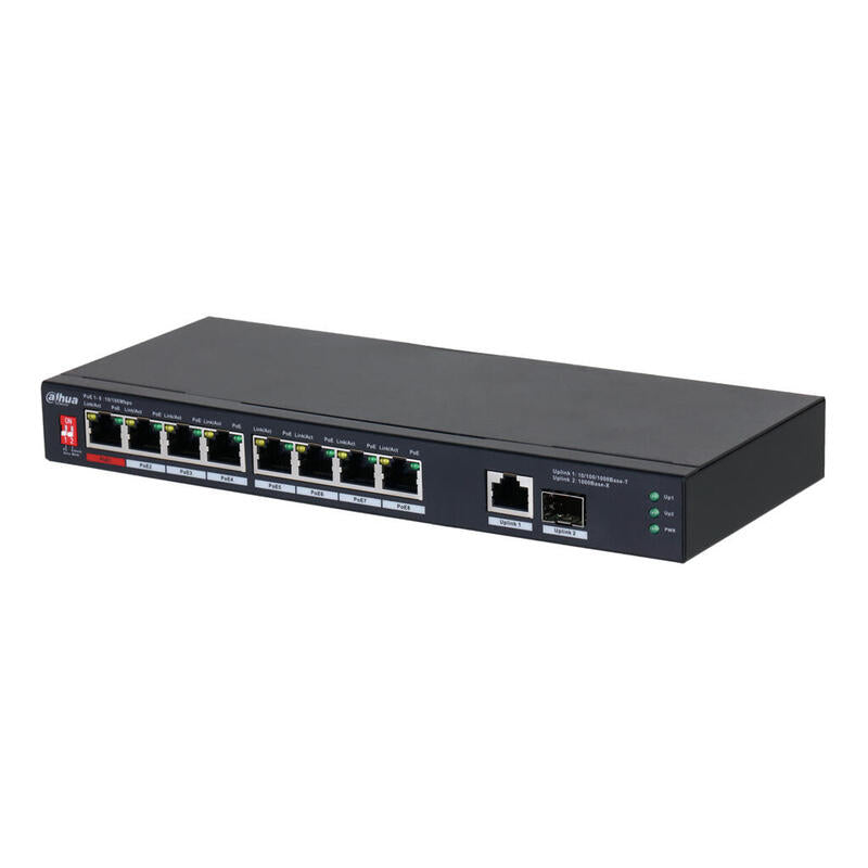 Dahua Pfs3110-8et1gt1gf-96 Switch Poe 2.0 8 Puertos 10/100 +1 Uplink Gigabit +1sfp 96w 802.3at Layer2
