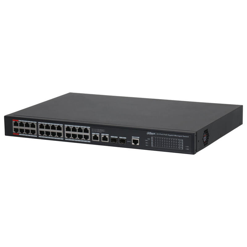 Dahua S4228-24gt-360 Switch Poe 2.0 24 Puertos Gigabit + 2 Uplink Gigabit Rj45 + 2sfp Gigabit 360w Gestionable Layer2