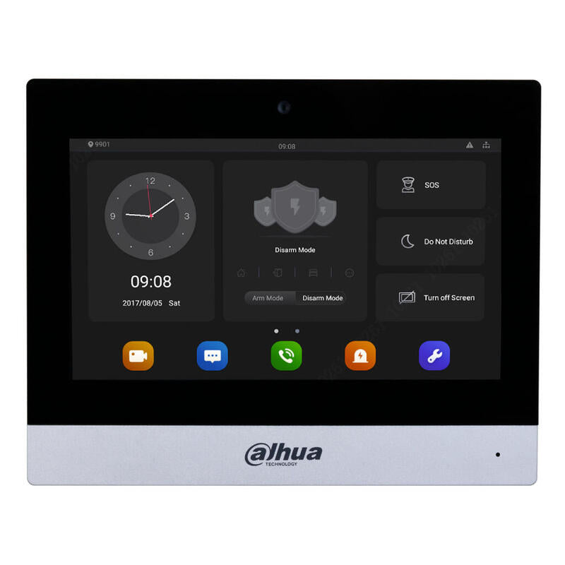 Dahua Vth8a21kms-Cw Monitor Interior 7" De Superficie Para Videoportero Ip Wifi Poe Sd 6e 1s Alarma Negro Con Cámara Frontal