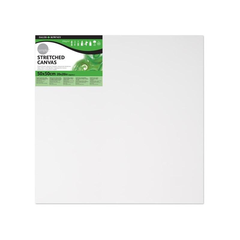 Daler Rowney Simply Bastidor Entelado - 50x50cm - Imprimacion Triple - Grano Medio - 100% Algodon Sin Acido - 250g -