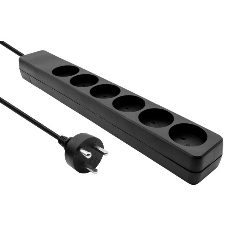 Danish Edb Power Strip 6-Way  1m Black
