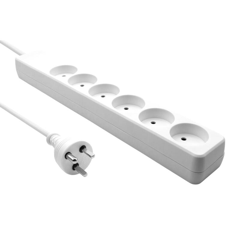 Danish Power Strip 6-Way 1m - It White - Warranty: 360m