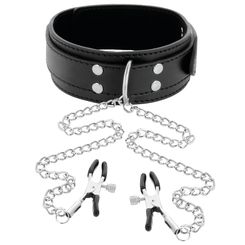 Darkness - Collar Con Pinzas Para Pezones Negro