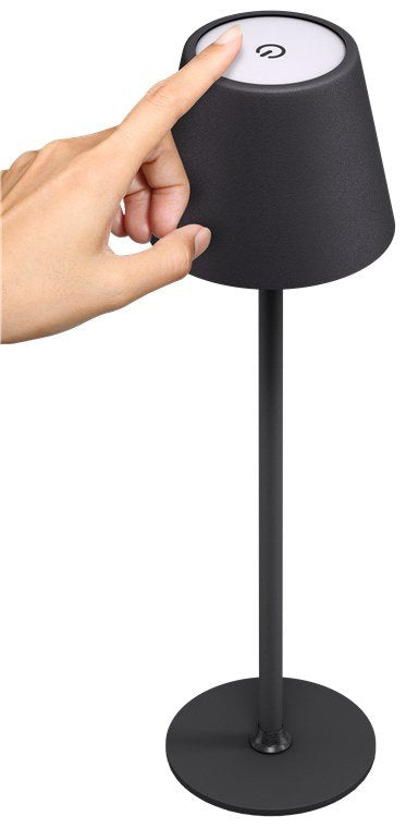 Lámpara De Mesa Led Inalámbrica, Tamaño M, 37 Cm, Negra 
Con Control Táctil, 170 Lm, Luz Blanca Cálida (3000 K) Regulable