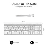 Teclado Español Pure Extended Silver Subblim Bluetooth 5.1/ Multidispositivo Hasta 3 Dispositivos