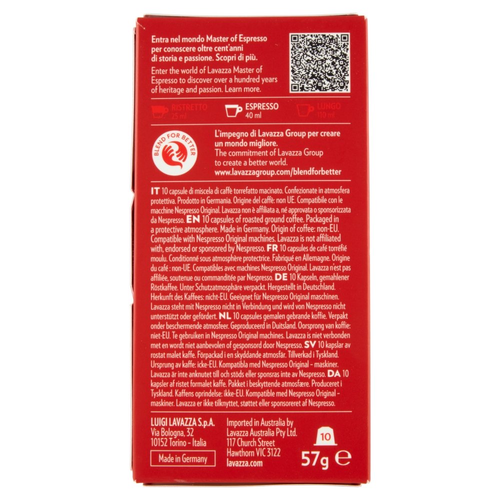 Cápsula Lavazza Qualitá Rossa Para Cafeteras Nespresso Caja De 10
