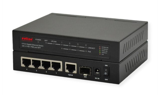 Roline Gigabit Ethernet Switch 6 Ports (5x 10 100 1000 + 1x Sfp, 4x Poe+)