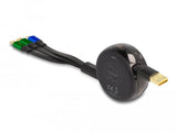 Delock 85359 Usb 3 In 1 Retractable Charging Cable For Micro Usb / 2 X Usb Type-C With Fast Charging Black