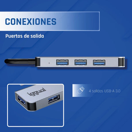 EAN 8435364319239 - iggual IGG319239 hub de interfaz USB 3.2 Gen 1 (3.1 Gen 1) Type-C 5000 Mbit/s Plata imagen 5