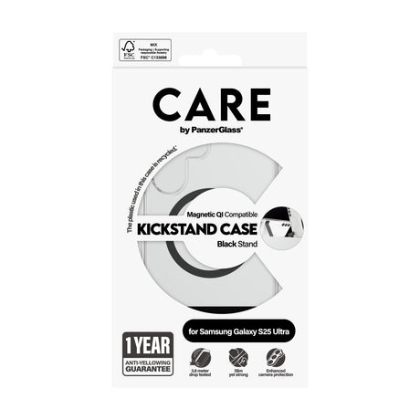 EAN 5715685016509 - PanzerGlass CARE™ by ® Case Transparent w. Black Kickstand & Qi Compatible Samsung Galaxy S25 Ultra funda imagen 3