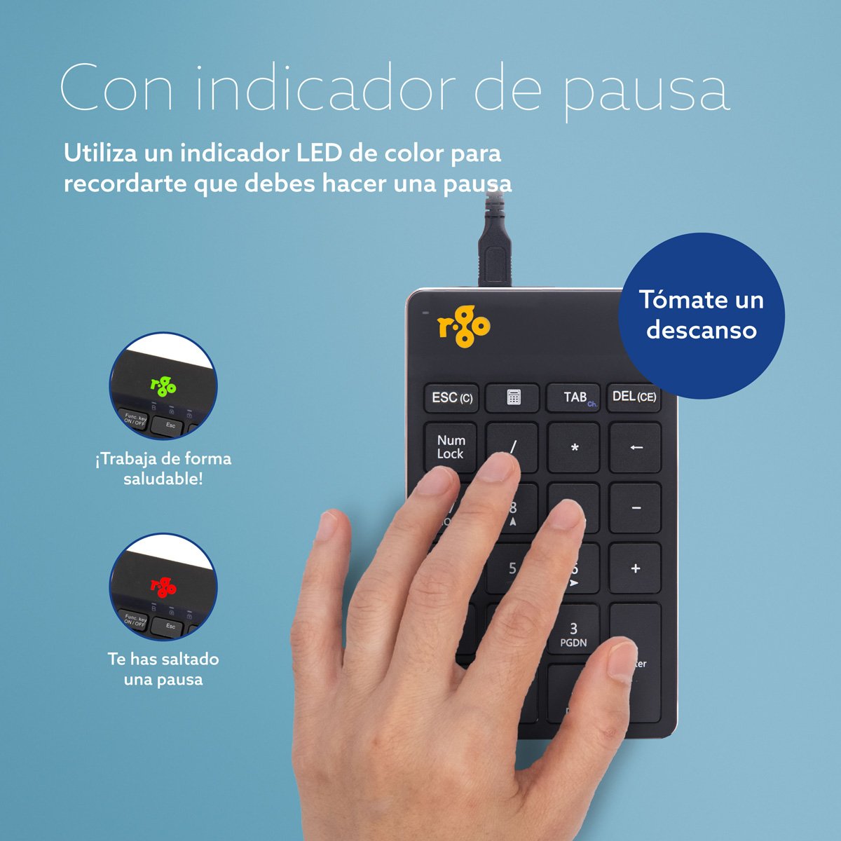 EAN 8719274491439 - R-Go Tools RGOCONMWDBL teclado numérico Universal USB imagen 5
