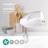 Nedis Batidora Mezcladora  200 W  5 Ajustes De Velocidad  Funcion Turbo   Blanco / Gris