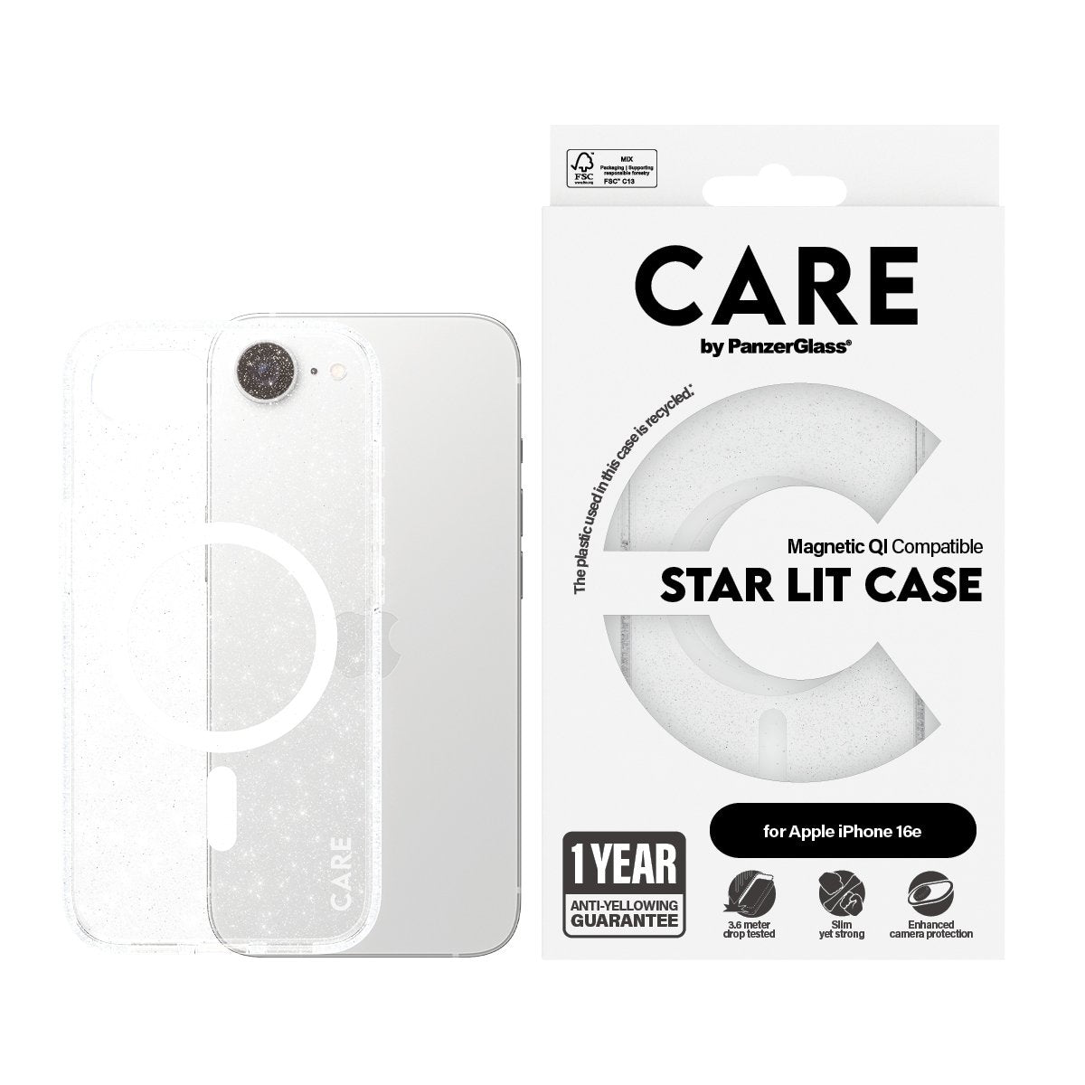 EAN 5715685021015 - PanzerGlass CARE™ by ® Star Lit Case w. White Qi Compatible iPhone 17e | 16e funda para teléfono móvil Tr imagen 4