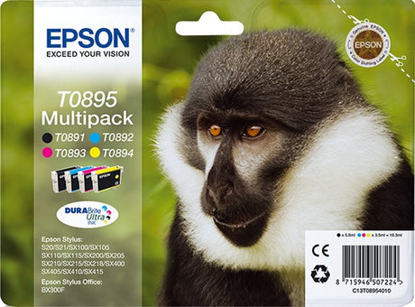 EAN 8715946507224 - Epson Monkey T0895 cartucho de tinta 1 pieza(s) Original Negro, Cian, Magenta, Amarillo imagen 1